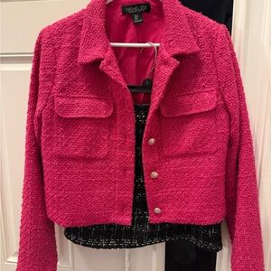 Rachel Zoe Vibrant Pink Cropped Bouclé Jacket